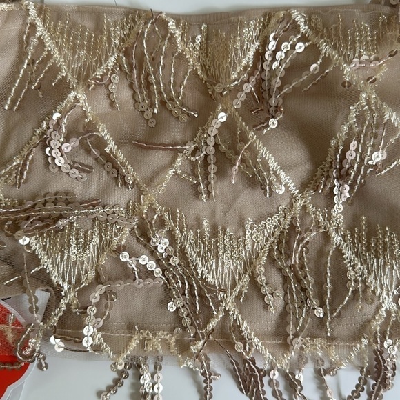 Cider Gold Beaded Sequin Fringe Tassel Crop Bra Top small NWT - Picture 2 of 8